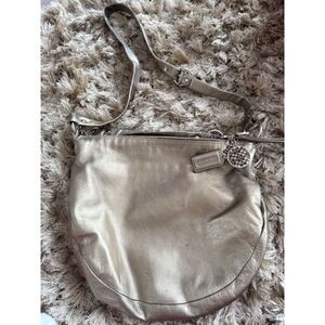 Coach Bronze Gold Leather Hobo Crossbody Handbag Purse